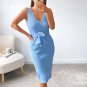 Summer Stripe Knitted Bodycon Midi Dress