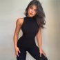 Ribbed Knitted Patchwork Sleeveless Jumpsuit