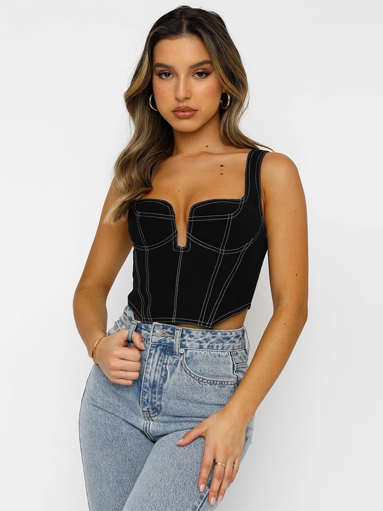 Sexy Jeans Denim Sleeveless Crop Top