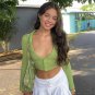 Green Crop Top Knitted Long Sleeve