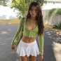 Green Crop Top Knitted Long Sleeve