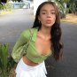 Green Crop Top Knitted Long Sleeve
