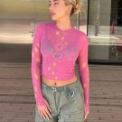 Aesthetics Pink Hollow Out Crop Top