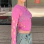 Aesthetics Pink Hollow Out Crop Top