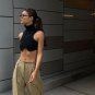 Black Knitting Turtleneck Crop Top