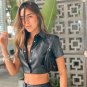 Black Leather Crop Top