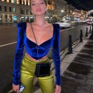 Blue Shirts Blouse Crop Top