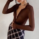Button Up Long Sleeve Crop Top