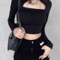 Cut Out Black Crop Top