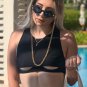 Cut Out Tank Top Solid Slim Crop Top