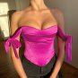 Elegant Satin Bow Tie Crop Top