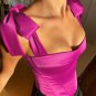 Elegant Satin Bow Tie Crop Top