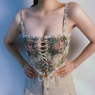 Elegant Vintage Print Halter Crop Top
