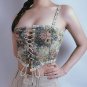 Elegant Vintage Print Halter Crop Top