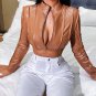 Faux Leather Zipper Crop Top