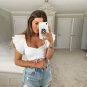 Flare Sleeve V Neck Sexy Crop Top