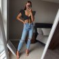 Flare Sleeve V Neck Sexy Crop Top