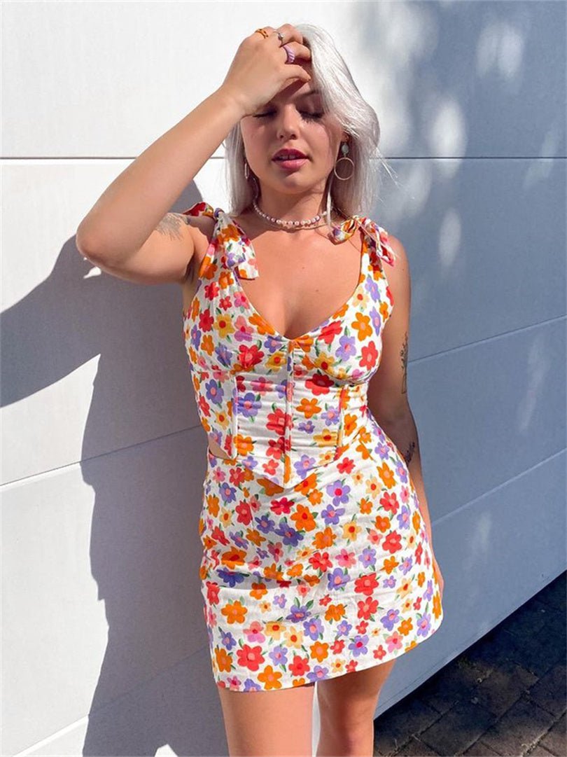 Flower Print Crop Top