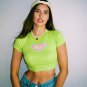 Green Women Short Sleeve Crop Top