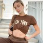 High Retro Letter Print Crop Top