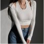 High-waist Strip Long-sleeved Bottoming Crop Top