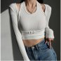 High-waist Strip Long-sleeved Bottoming Crop Top