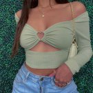 Hollow-Out V-neck Long Sleeve Crop Top