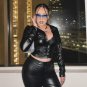 Leather Black Shirt Pleated Crop Top