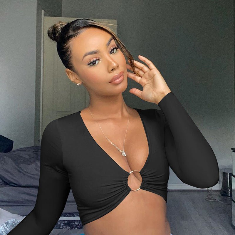 Long Sleeve Crop Top T shirt