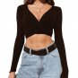 Long Sleeve Lace Up Pullover Crop Top