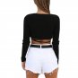 Long Sleeve Lace Up Pullover Crop Top
