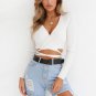 Long Sleeve Lace Up Pullover Crop Top