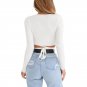 Long Sleeve Lace Up Pullover Crop Top