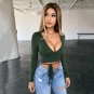Long Sleeve Lace Up Solid Crop Top