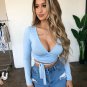 Long Sleeve Lace Up Solid Crop Top
