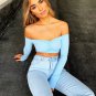 Long Sleeve Off Shoulder Crop Top