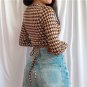 Long Sleeve Top Houndstooth Crop Top