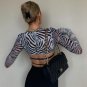 Long-Sleeved Black and White Crop Top