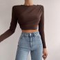 O Neck 2021 Brown Crop Top