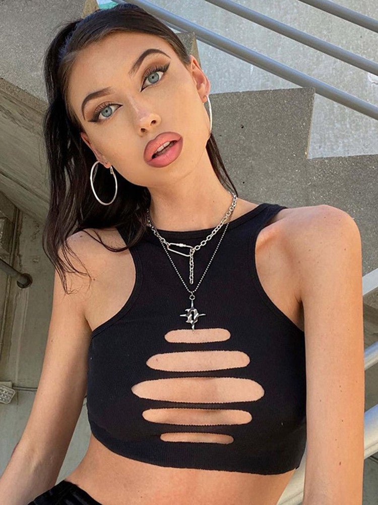 O Neck Sleeveless Women Crop Top