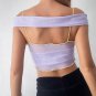 Off Shoulder Mesh Crop Top Summer