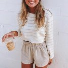 O-Neck Long Sleeve Casual Crop Top