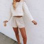 O-Neck Long Sleeve Casual Crop Top
