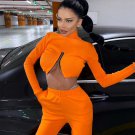 Orange Long-Sleeved Crop Top