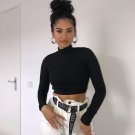 out sexy backless long sleeve Crop Top