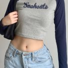 Patchwork Letter Print Casual Crop Top