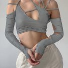 Patchwork Long Sleeve Crop Top