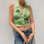 Printed Sexy Backless Knit Halter Crop Top