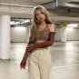 Retro Print Brown Summer Crop Top