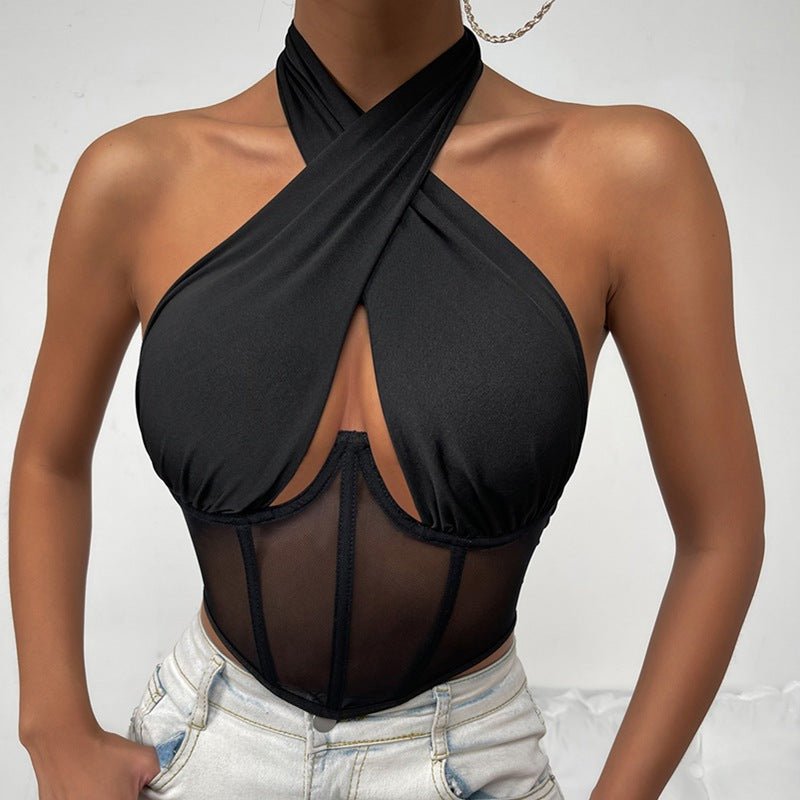 Sexy Cross Halter Crop Top